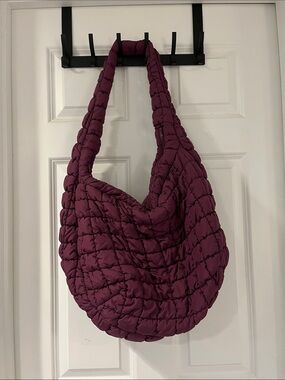 COS Oversized Quilted Shoulder Bag in Plum